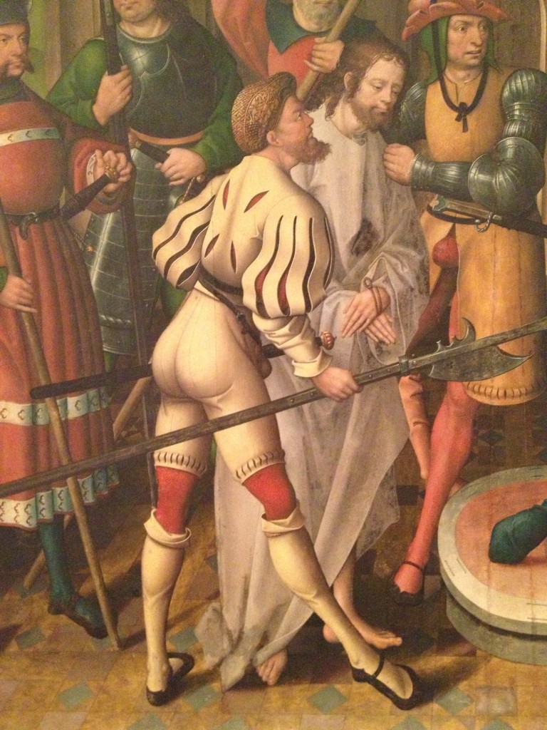 Wing from an altarpiece showing Christ before Annas, c. 1525-30, Master or Cappenberg.  Philadelphia Museum of Art